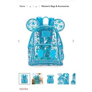 Loungefly Disney clear Mickey Mouse blue icon backpack new